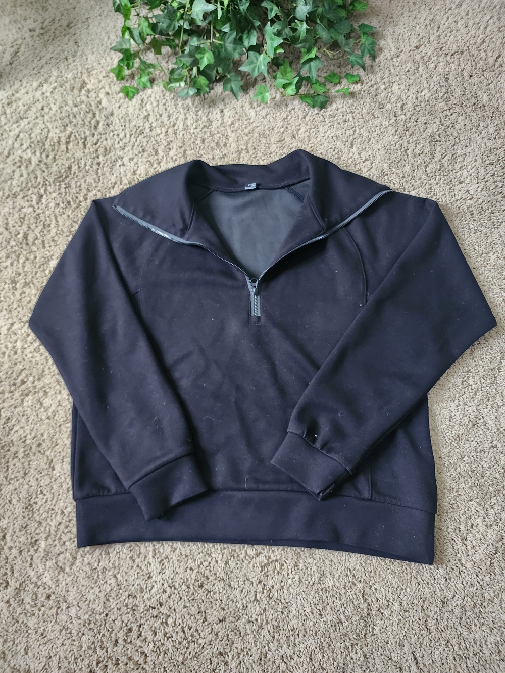 Women's Black Half-Zip Pullover Sweater